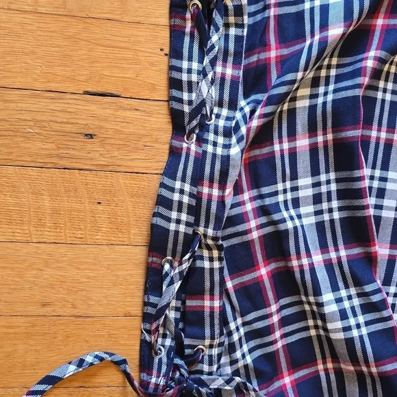 ZARA Trafaluc Collection, Plaid Relaxed Blouse, Lace Up Sides, EUC, Women's L - Picture 14 of 14